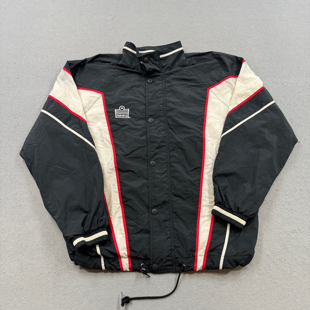 90s Admiral Track Jacket Men's 2XL Black Colorblock Lined Windbreaker Sportswear